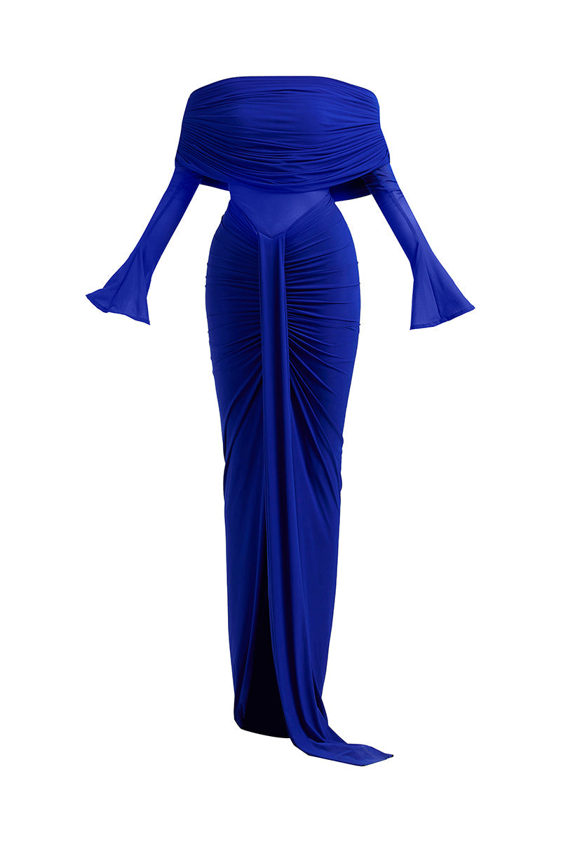 THALIA OFF SHOULDER COBALT DRESS