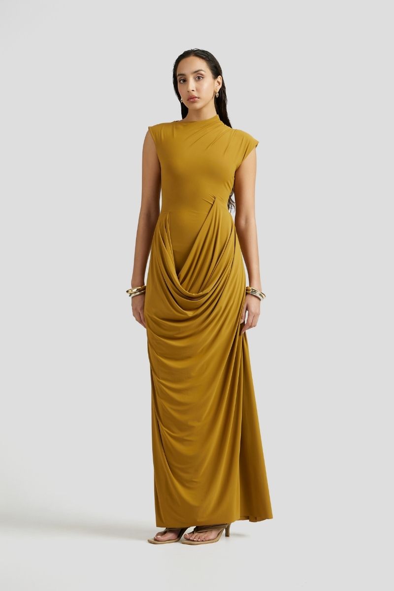 FIA MAXI DRESS IN OCHRE YELLOW