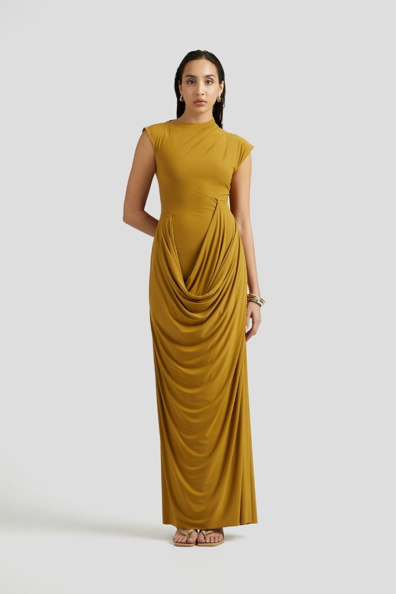 FIA MAXI DRESS IN OCHRE YELLOW