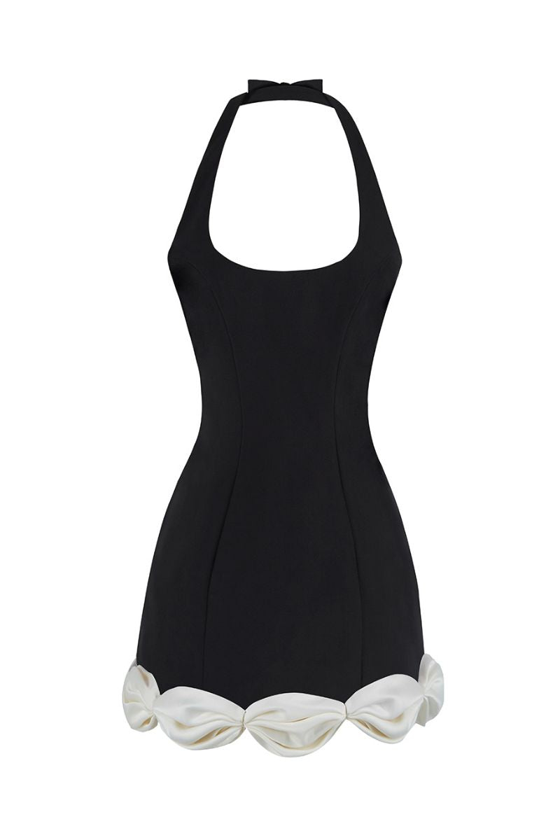 CAKE BOW MINI DRESS IN BLACK