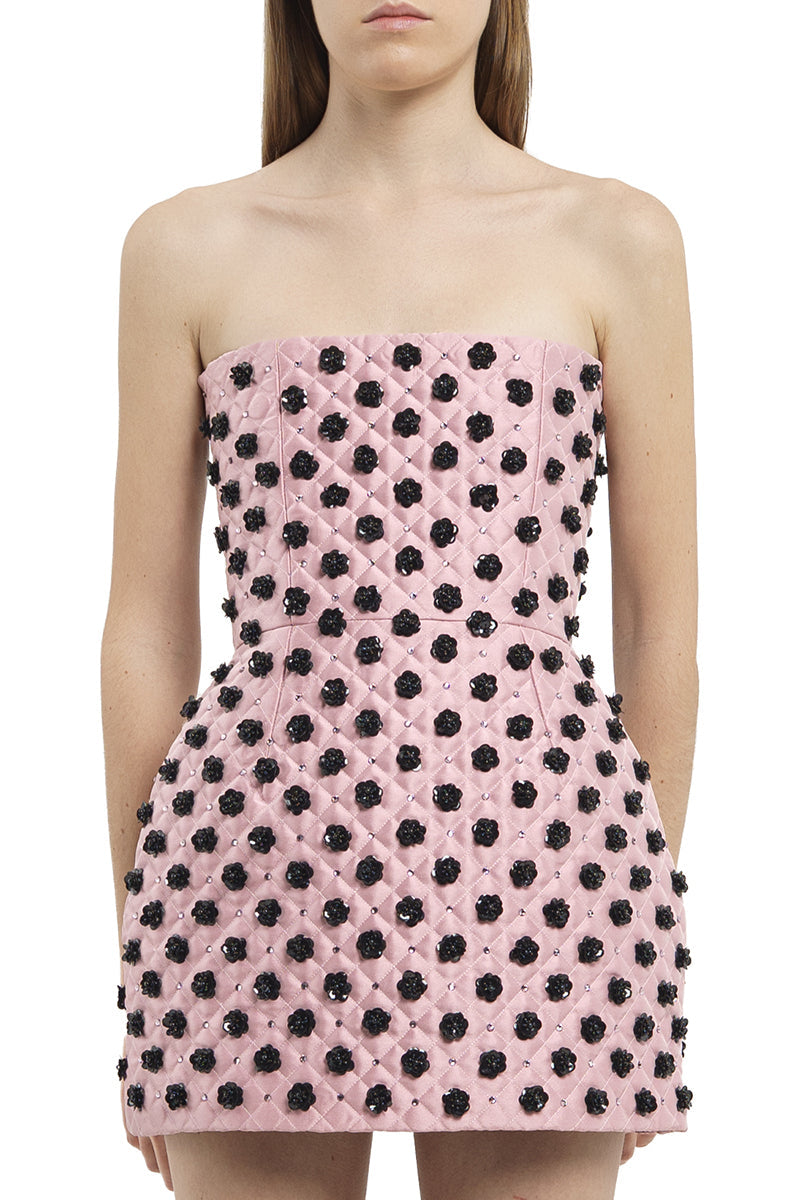 QUILTED MINI DRESS IN PINK