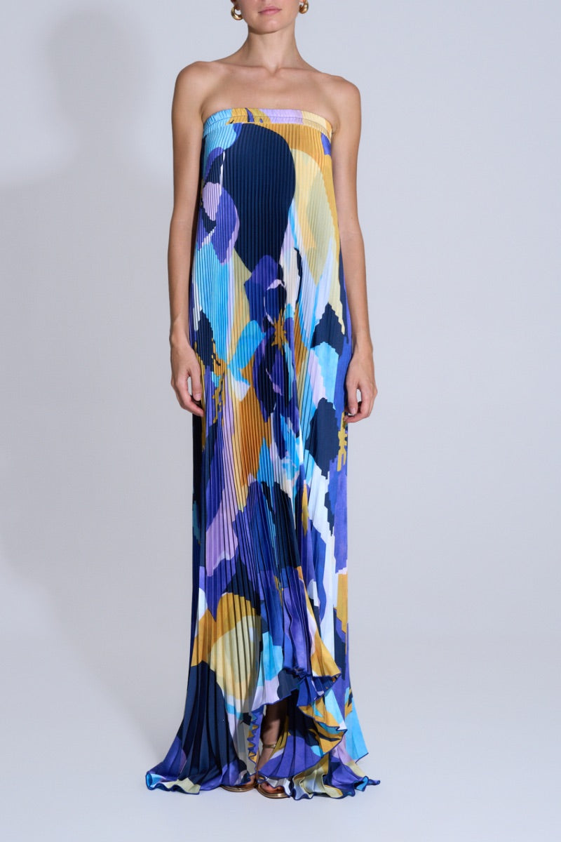 BISOUS STRAPLESS GOWN IN BLUE CALYPSO