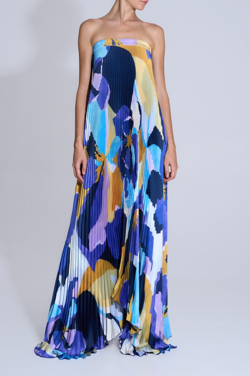 BISOUS STRAPLESS GOWN IN BLUE CALYPSO