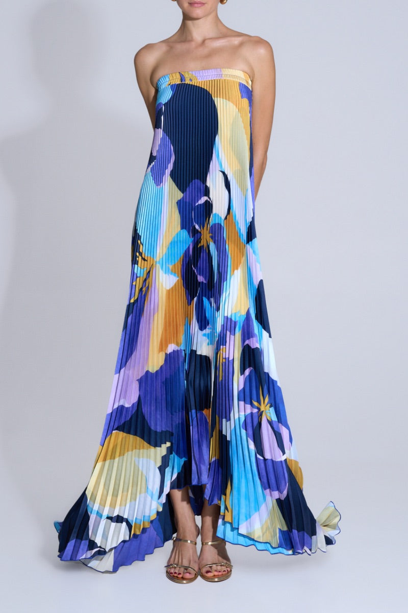 BISOUS STRAPLESS GOWN IN BLUE CALYPSO