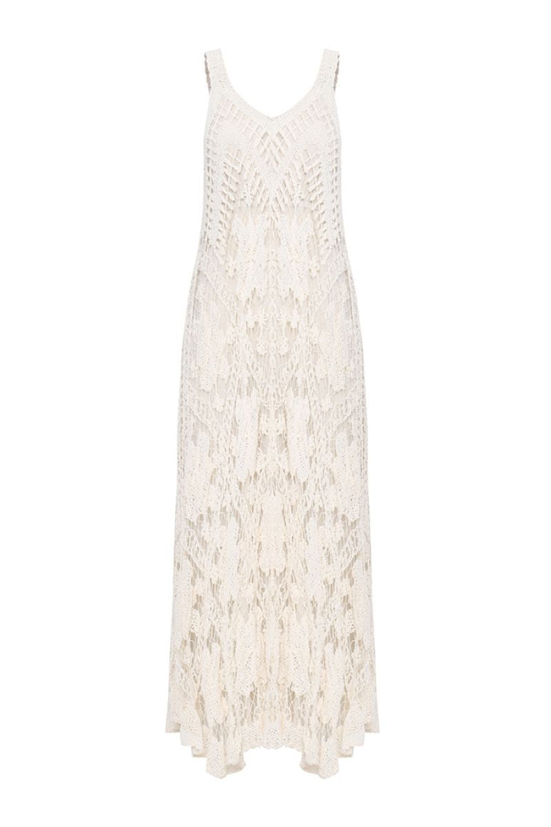 ARTISANAL LACE DRESS IN BEIGE