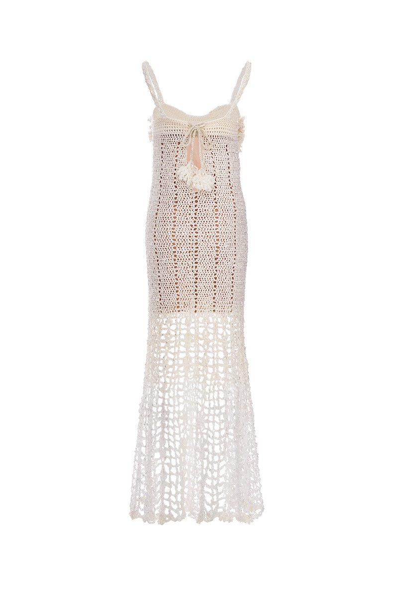 CHRYSANTHEMUM WHITE HANDMADE CROCHET DRESS