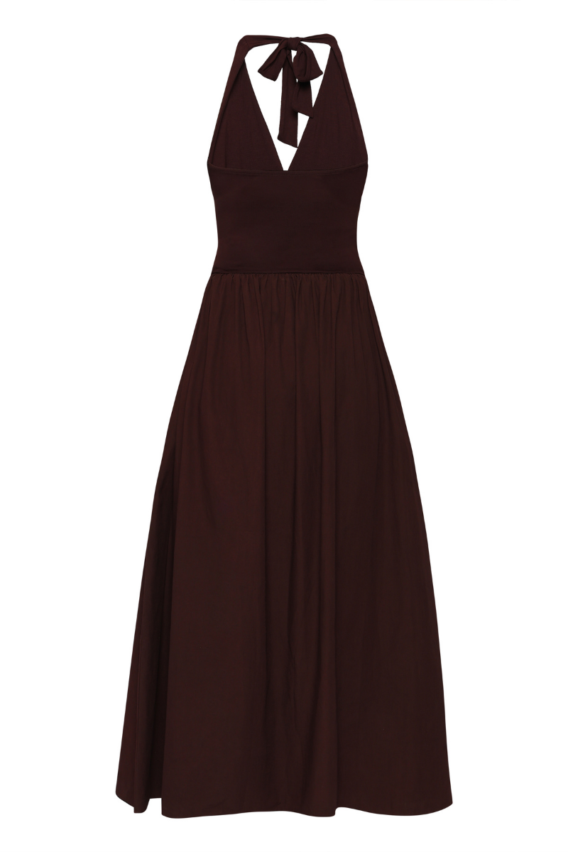 CANNES DRESS IN DARK WALNUT
