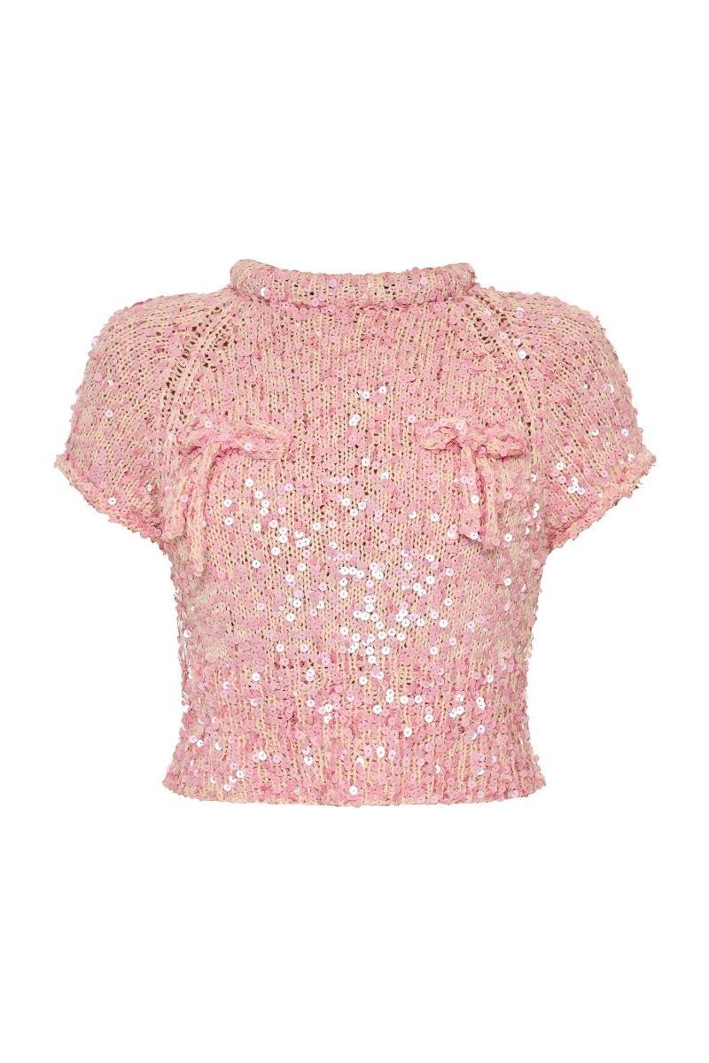SALUE BOW SWEATER IN PINK