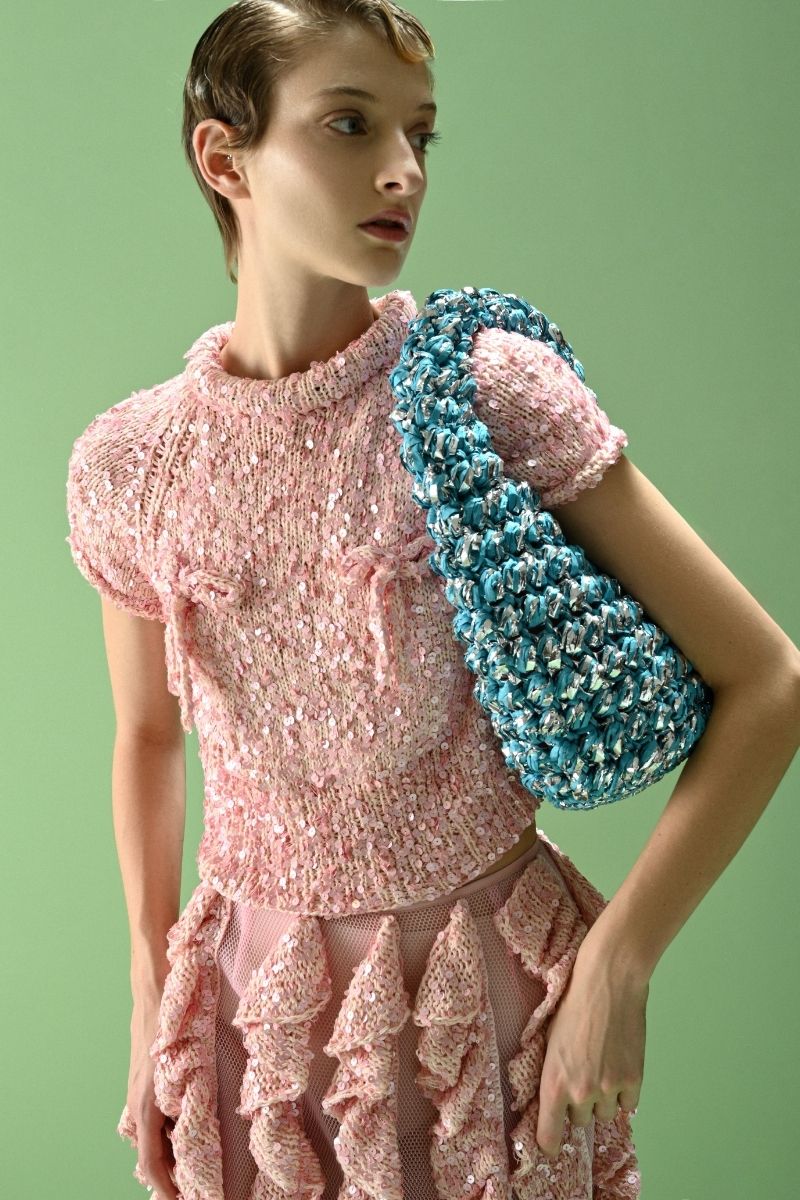 SALUE BOW SWEATER IN PINK