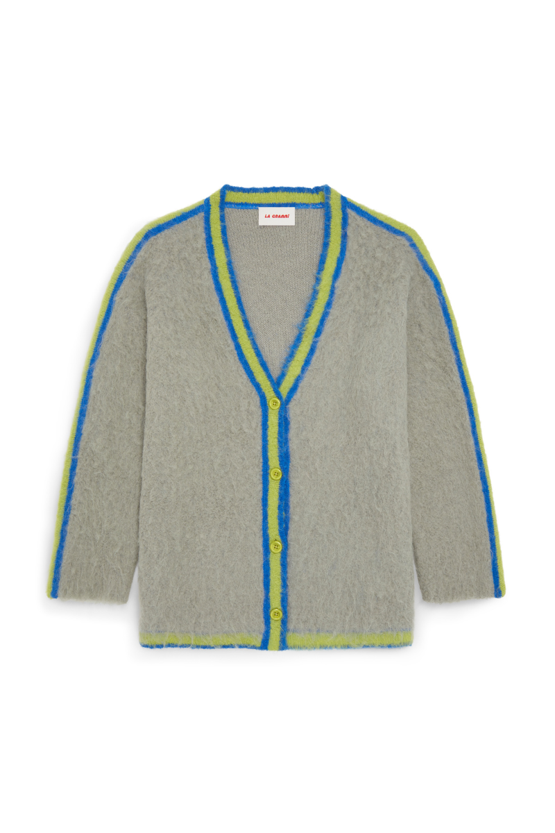 SHY GREEN OVERSIZED MULTICOLORED SURI CARDIGAN