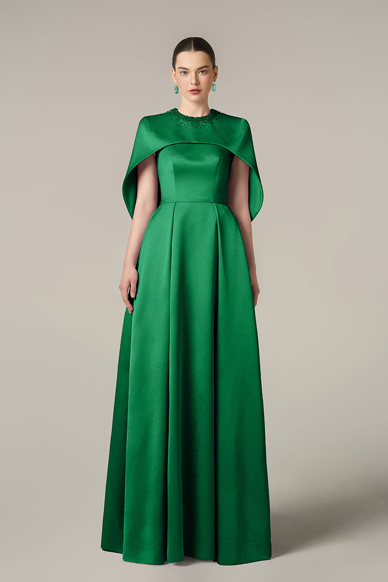 SILK TAFFETA DRESS IN GREEN