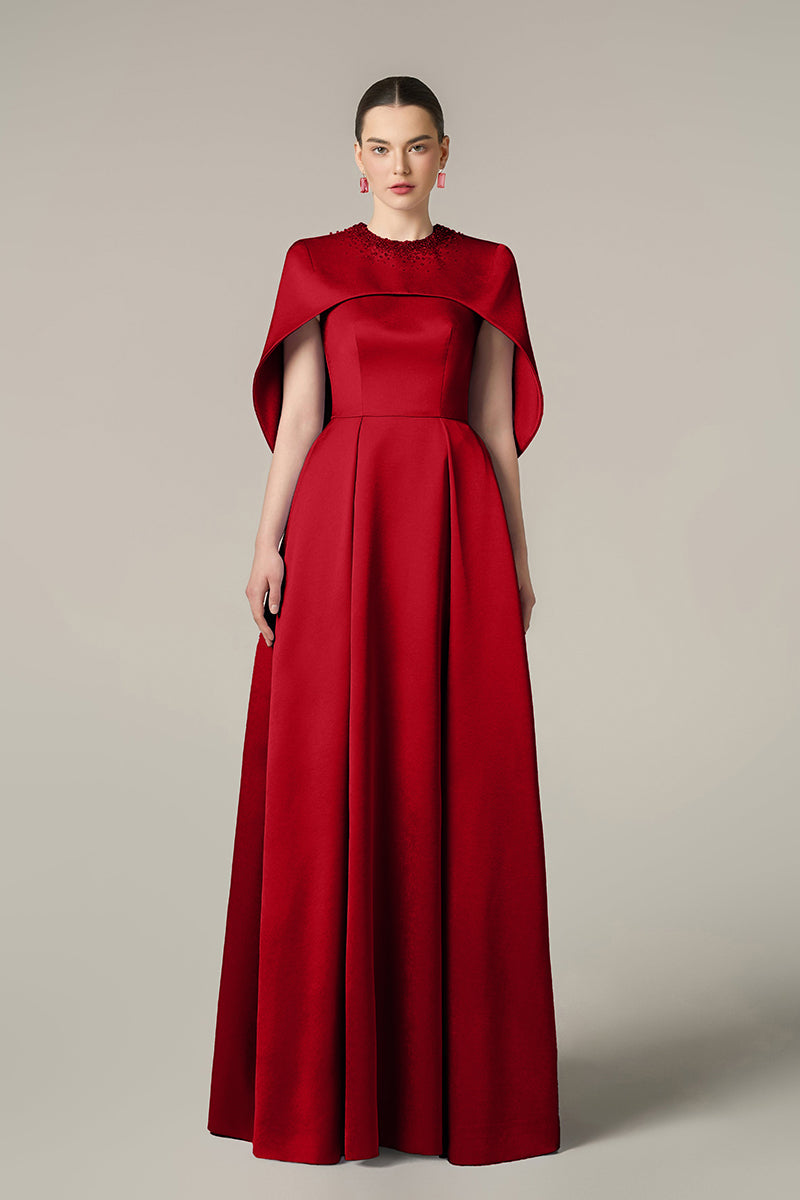 SILK TAFFETA DRESS IN RED