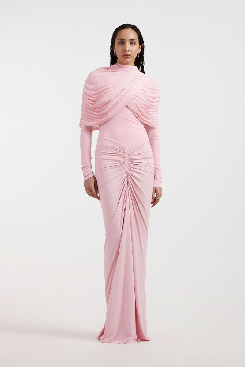 NOA DRAPED PINK GOWN