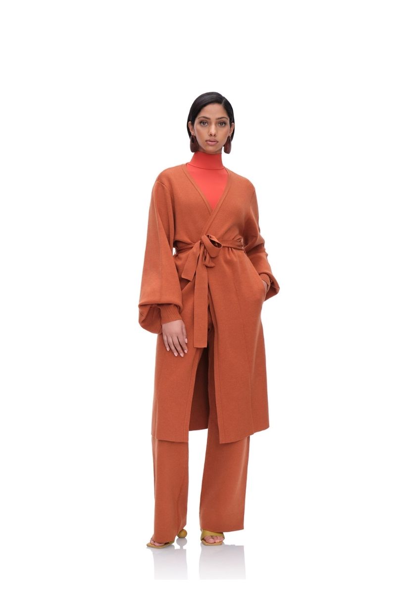 ONA KNIT CARDIGAN IN PUMPKIN