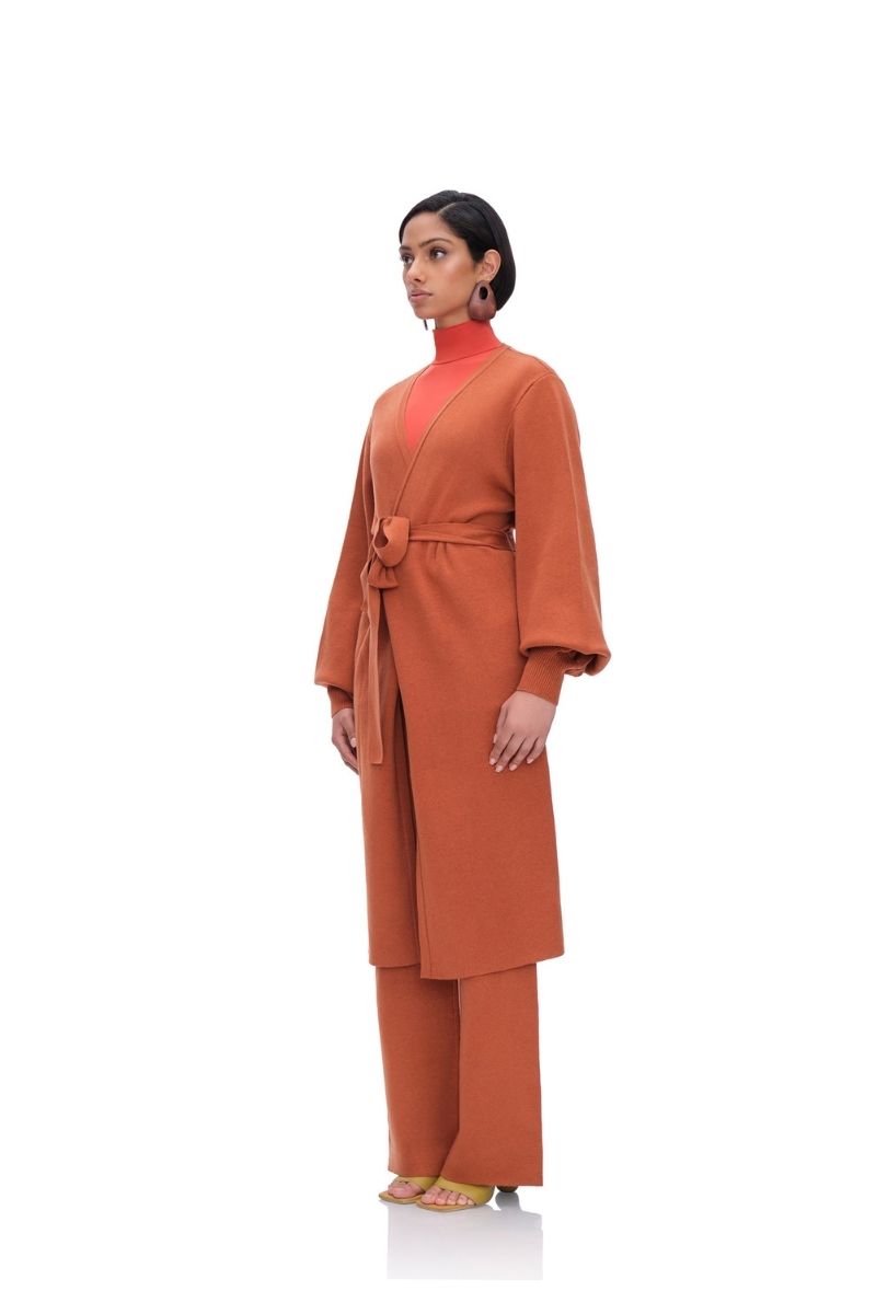 ONA KNIT CARDIGAN IN PUMPKIN
