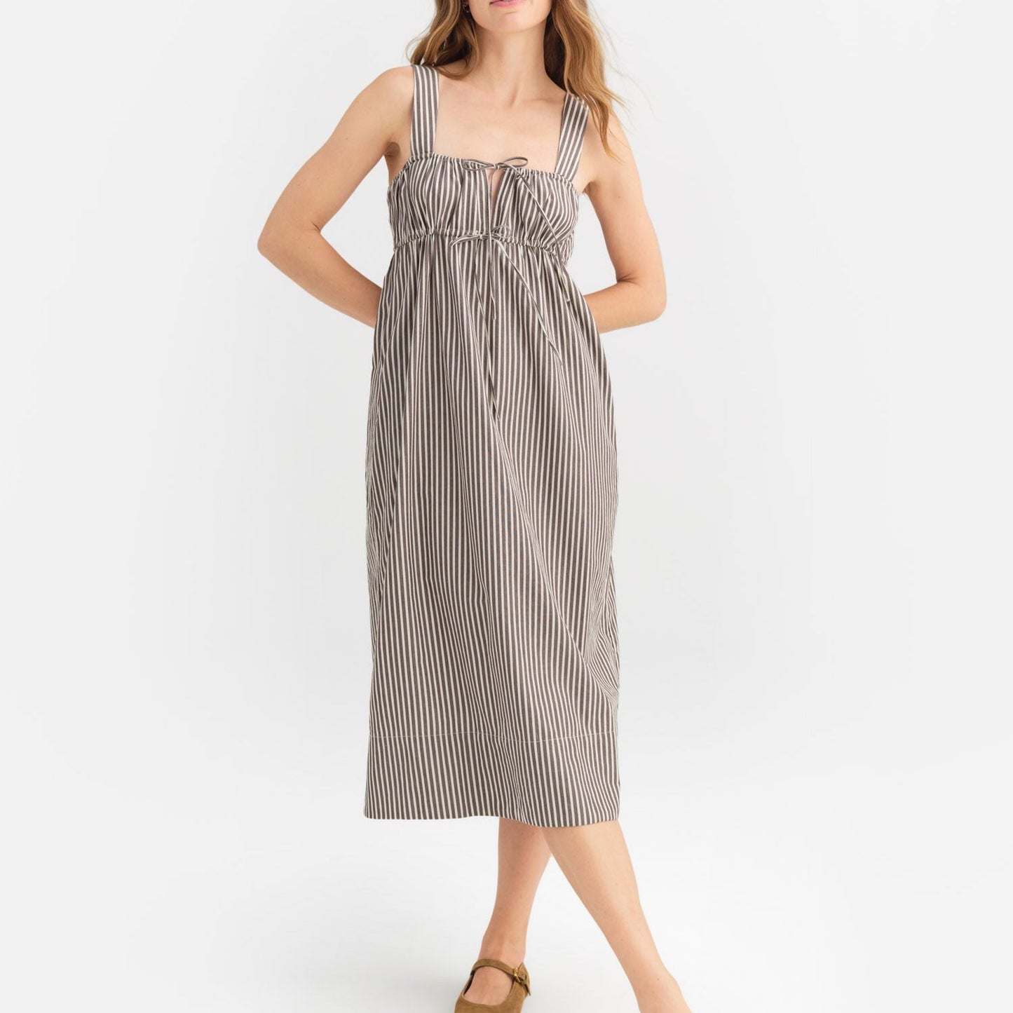 Organic Poplin Pocket Midi Dress