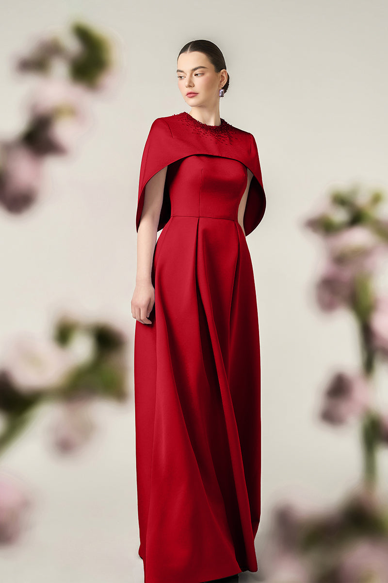 SILK TAFFETA DRESS IN RED