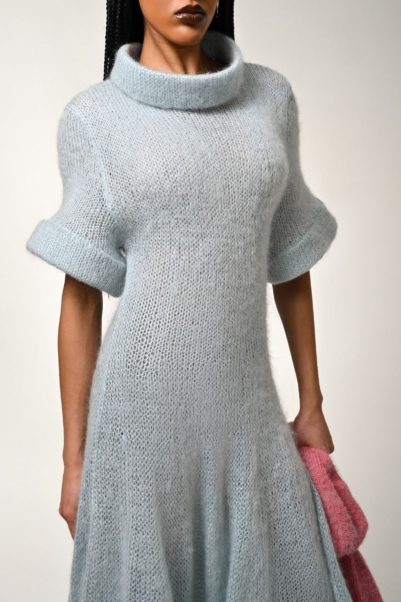 DRAPED MIDI DRESS IN SKY BLUE
