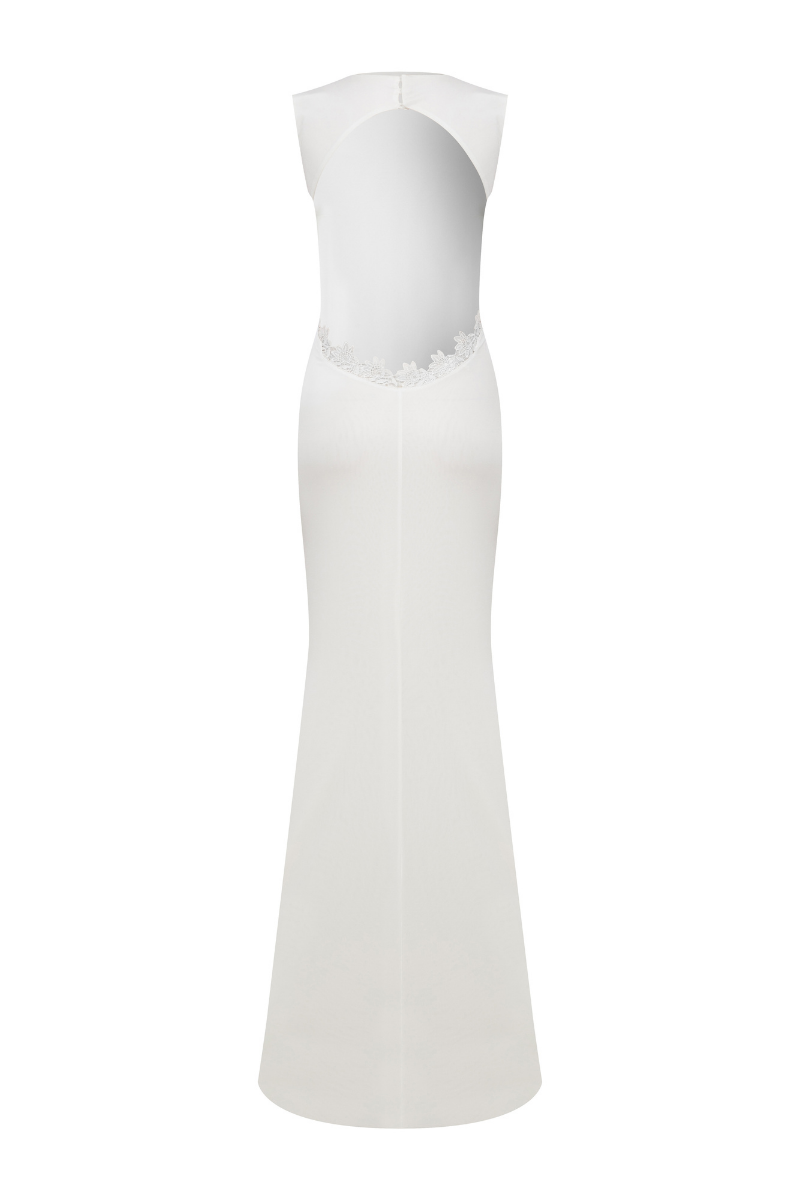 JERSEY BACKLESS MAXI DRESS IN WHITE