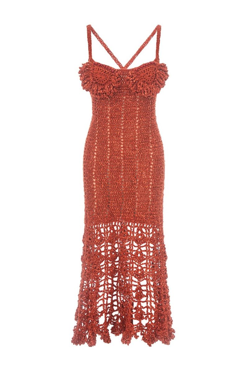 CHRYSANTHEMUM TERRACOTTA HANDMADE CROCHET DRESS