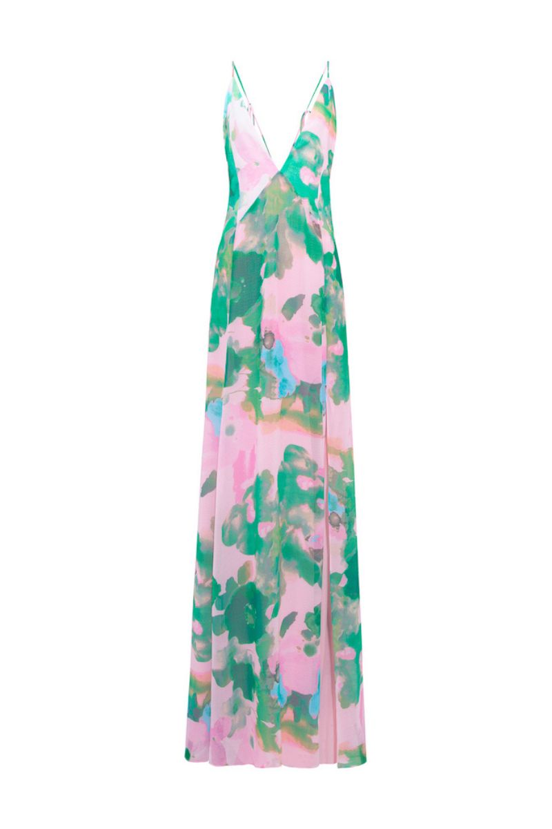 JANE DRESS IN SOFT PINK AND GREEN