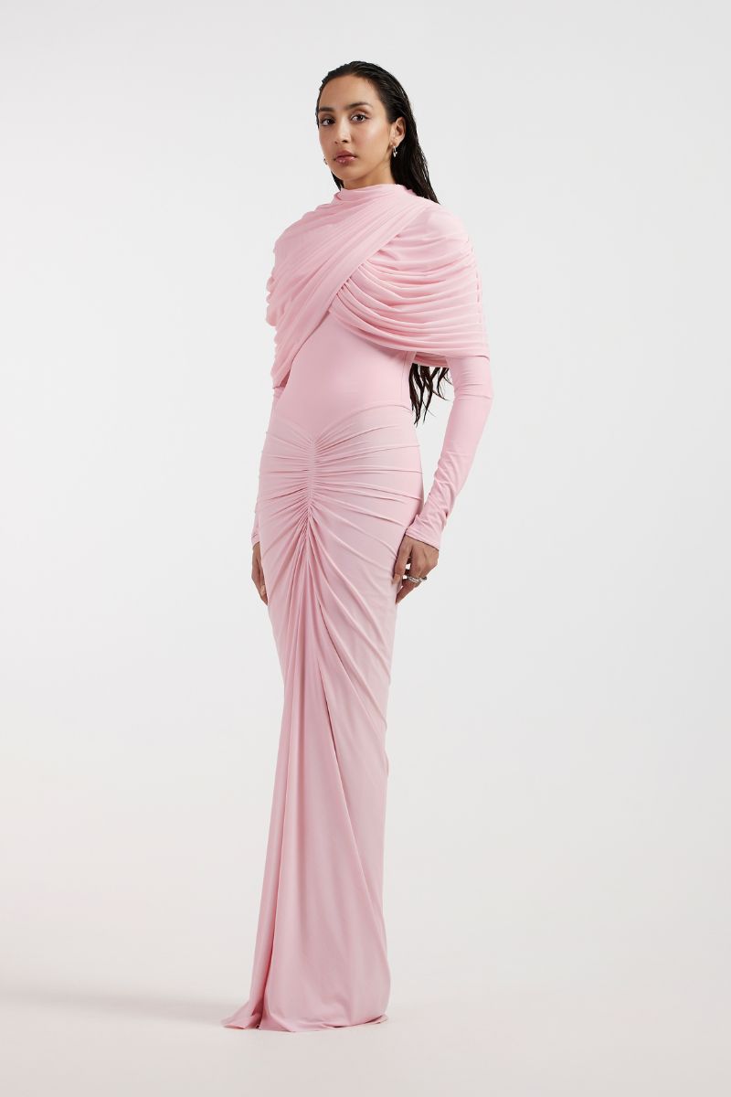 NOA DRAPED PINK GOWN