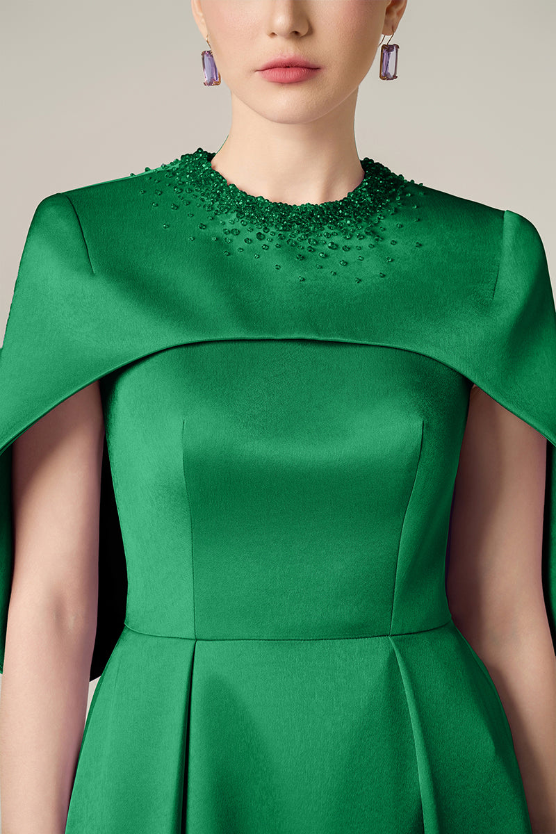 SILK TAFFETA DRESS IN GREEN