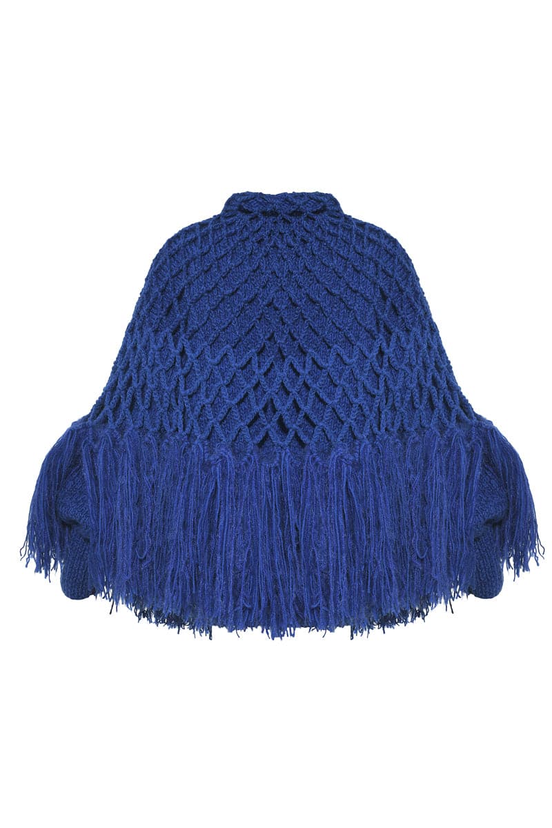 FRINGED PONCHO-STYLE CARDIGAN