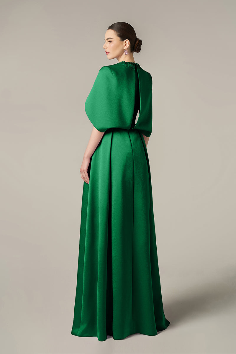 SILK TAFFETA DRESS IN GREEN