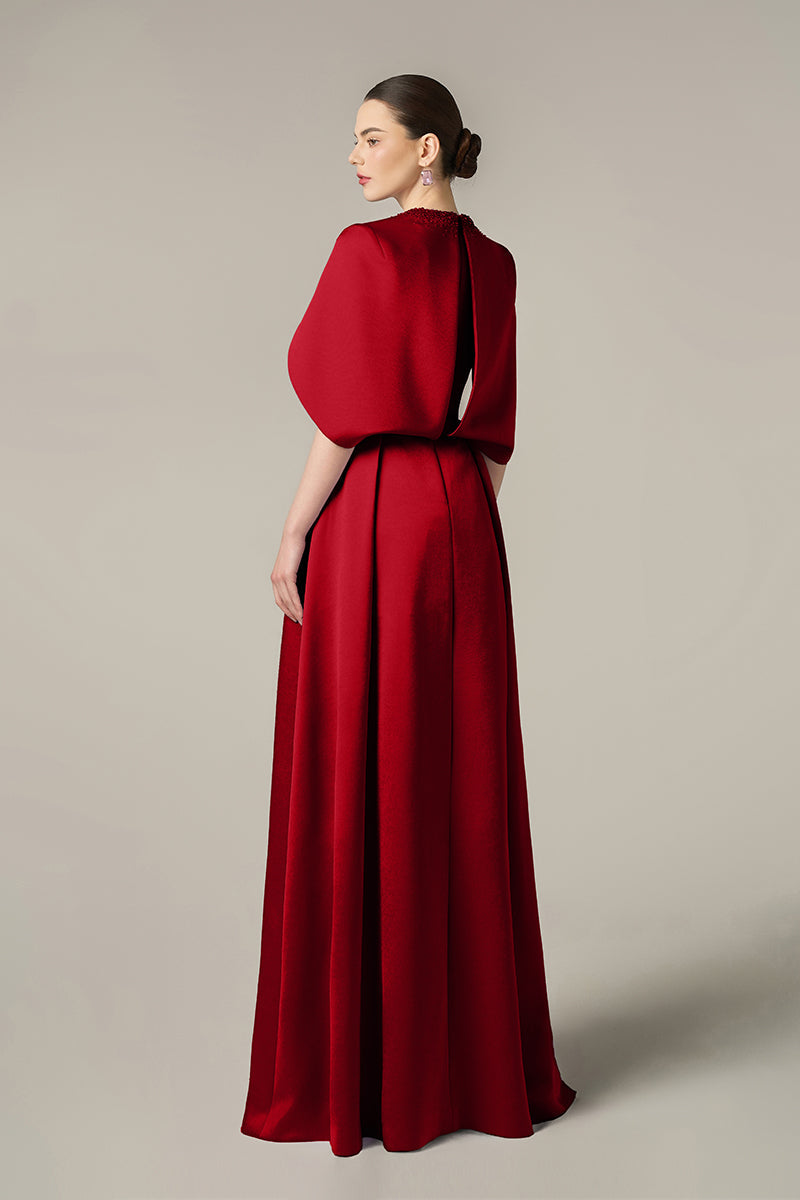 SILK TAFFETA DRESS IN RED