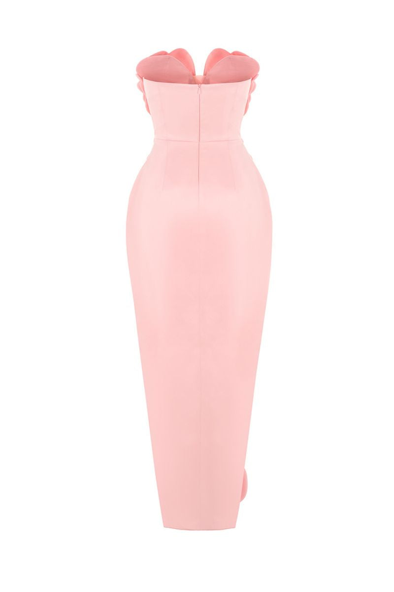 CULT MIA X HAPPY CLOTHING PEGGED SLEEVELESS TAFFETA MAXI DRESS IN PINK