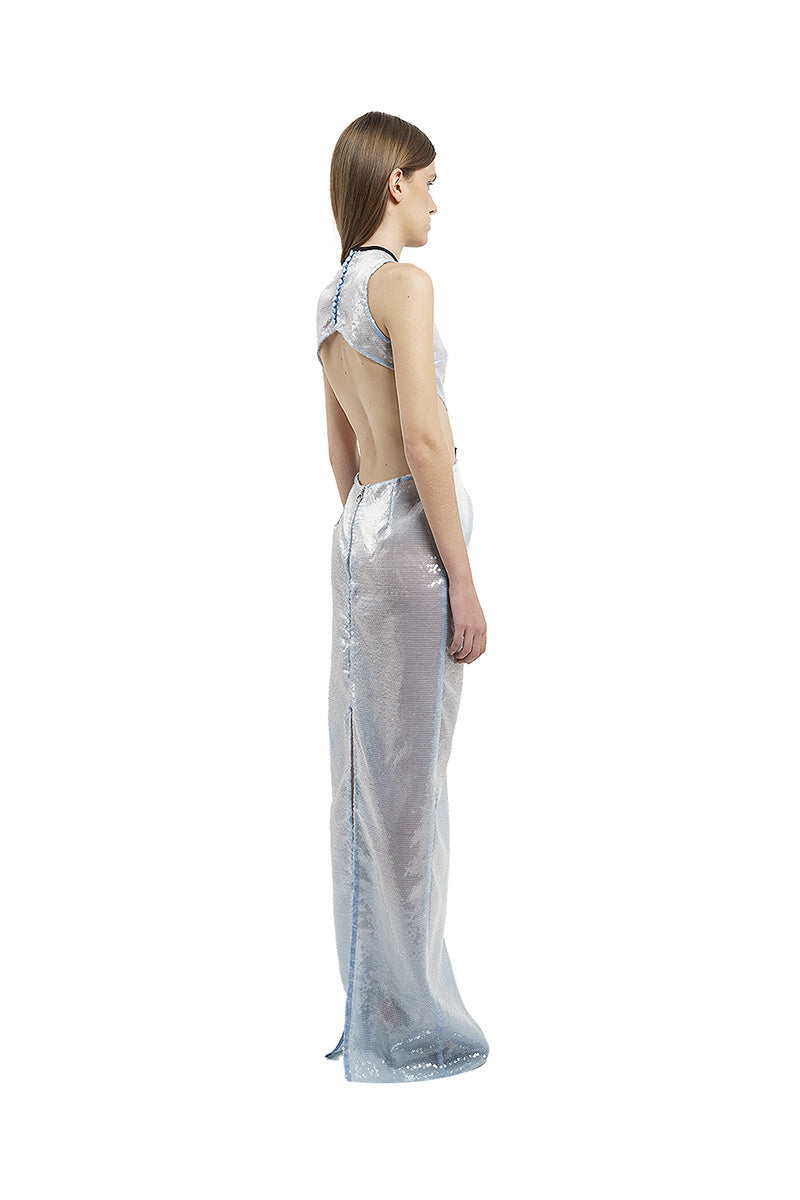 SEQUIN LONG DRESS IN BLUE