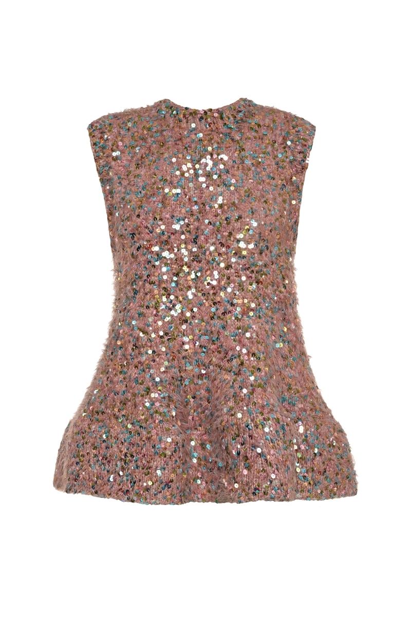 SEQUIN KNIT SWEATER IN PINK MULTI
