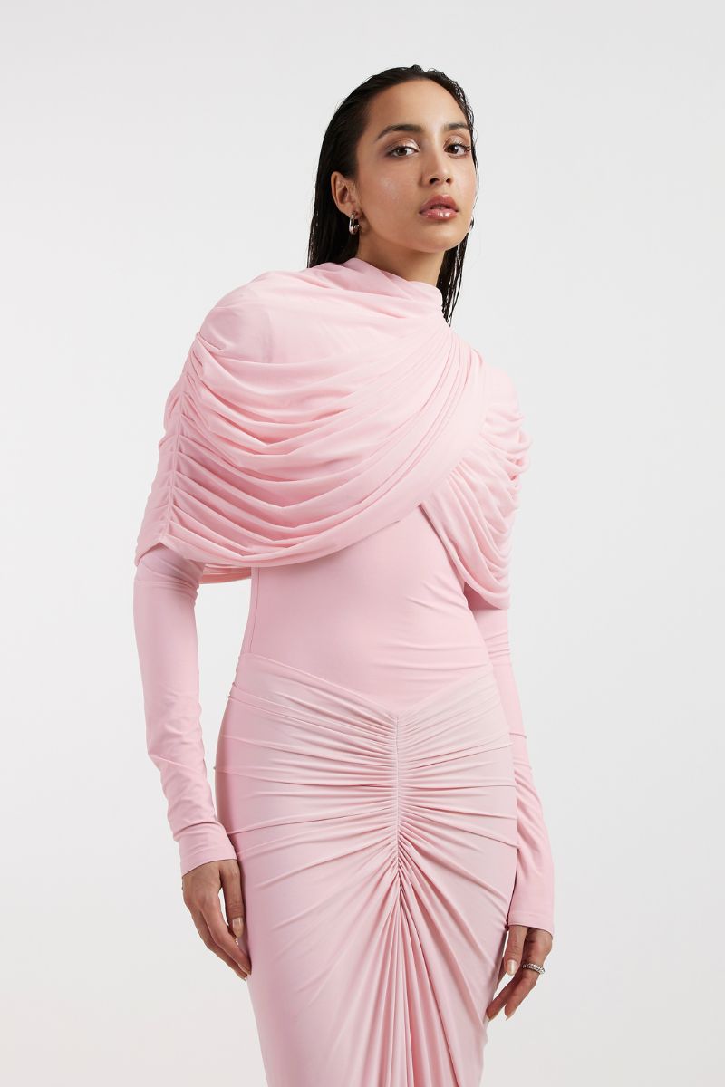 NOA DRAPED PINK GOWN