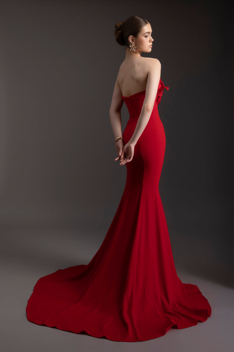 SCARLET BLOOM MERMAID GOWN