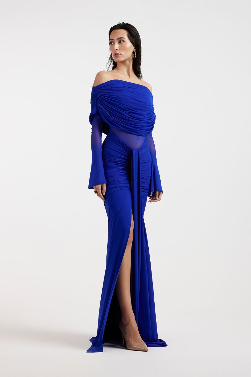 THALIA OFF SHOULDER COBALT DRESS