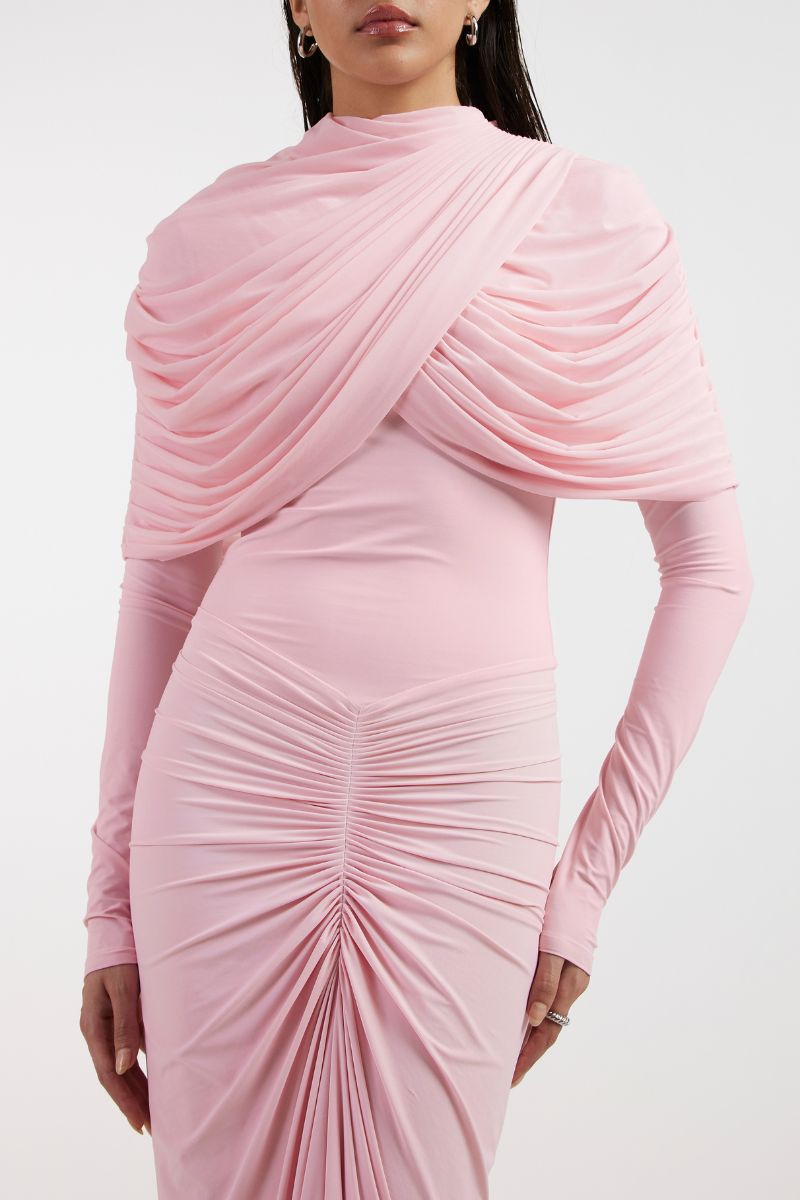 NOA DRAPED PINK GOWN