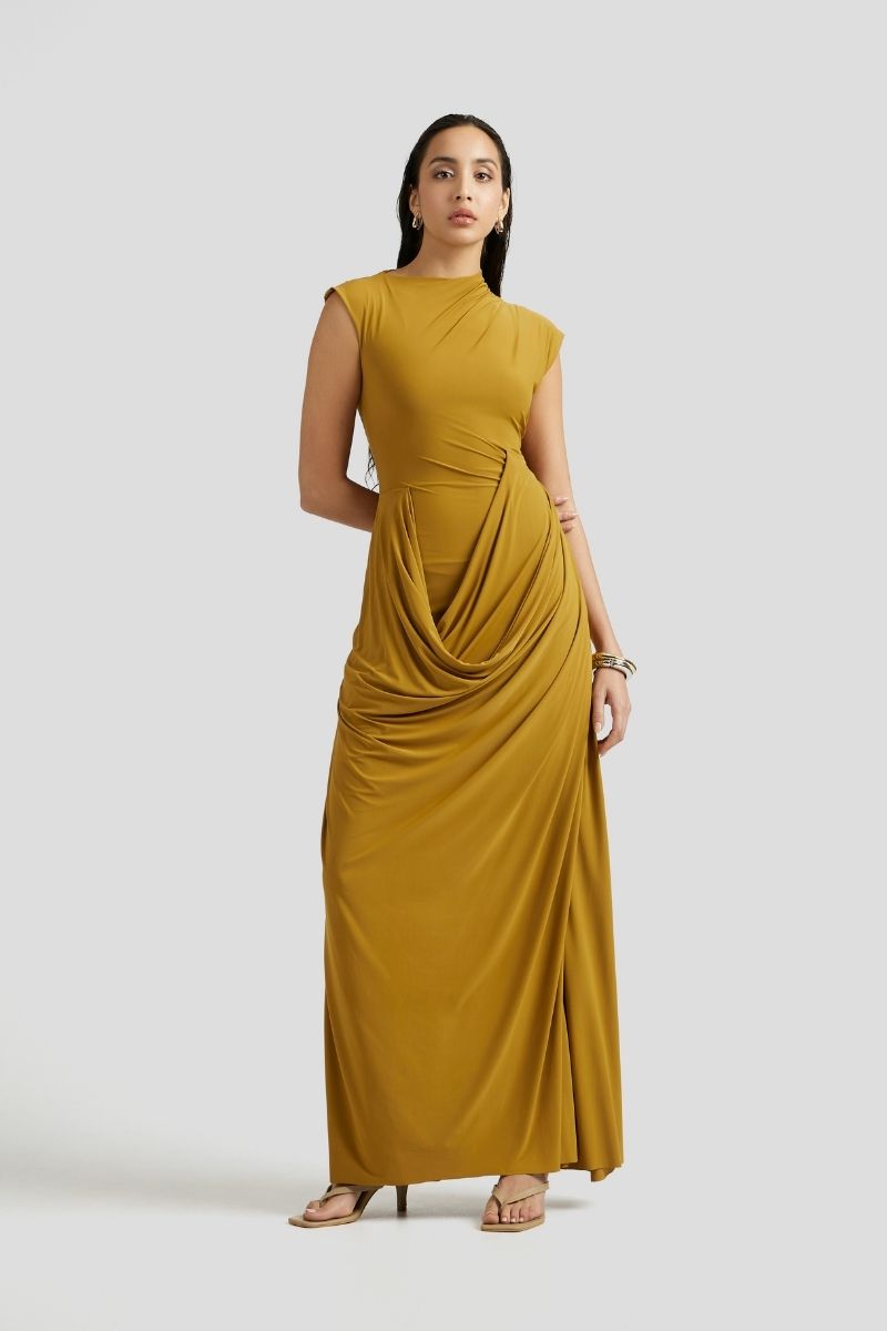 FIA MAXI DRESS IN OCHRE YELLOW