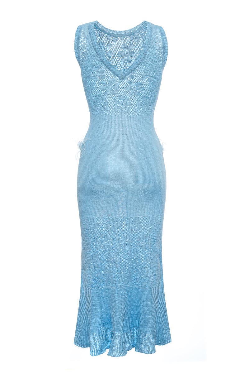 KNIT MIDI DRESS WITH FEATHERS