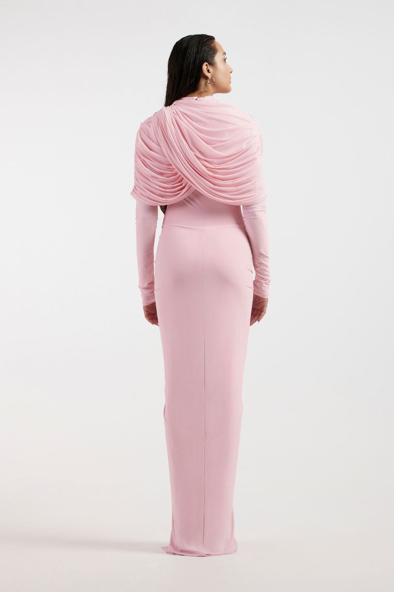 NOA DRAPED PINK GOWN
