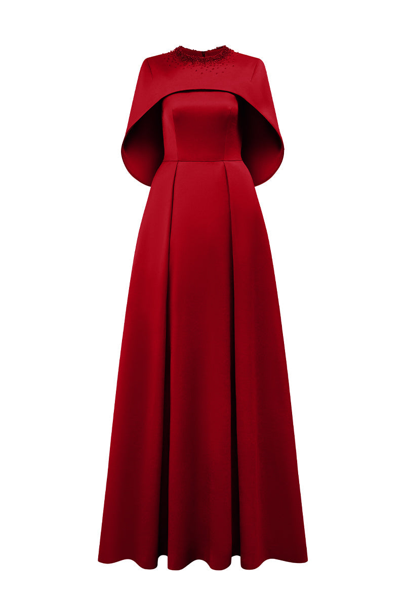 SILK TAFFETA DRESS IN RED