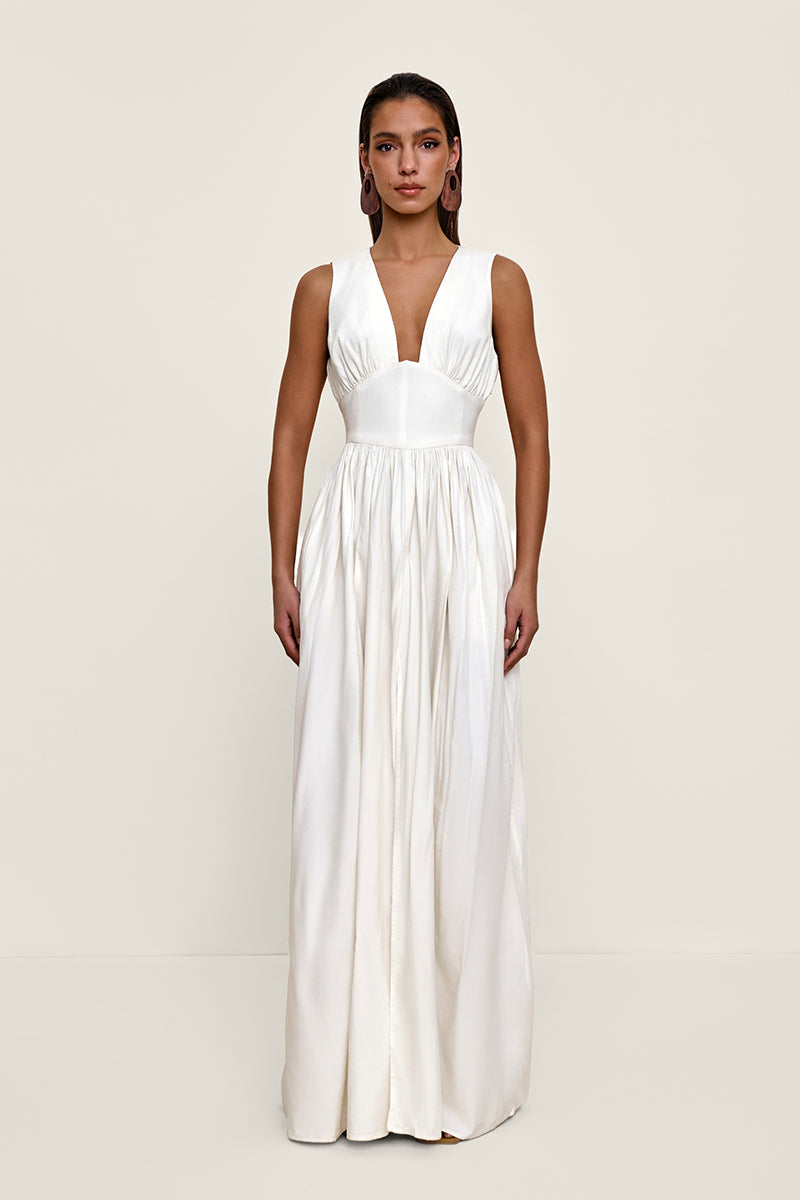 REXI COTTON MAXI DRESS IN LIMESTONE
