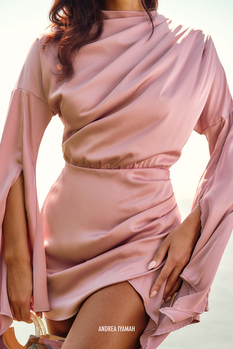 KARI MINI DRESS IN POWDER PINK