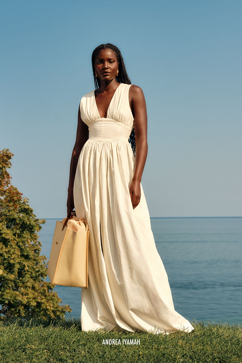 REXI COTTON MAXI DRESS IN LIMESTONE