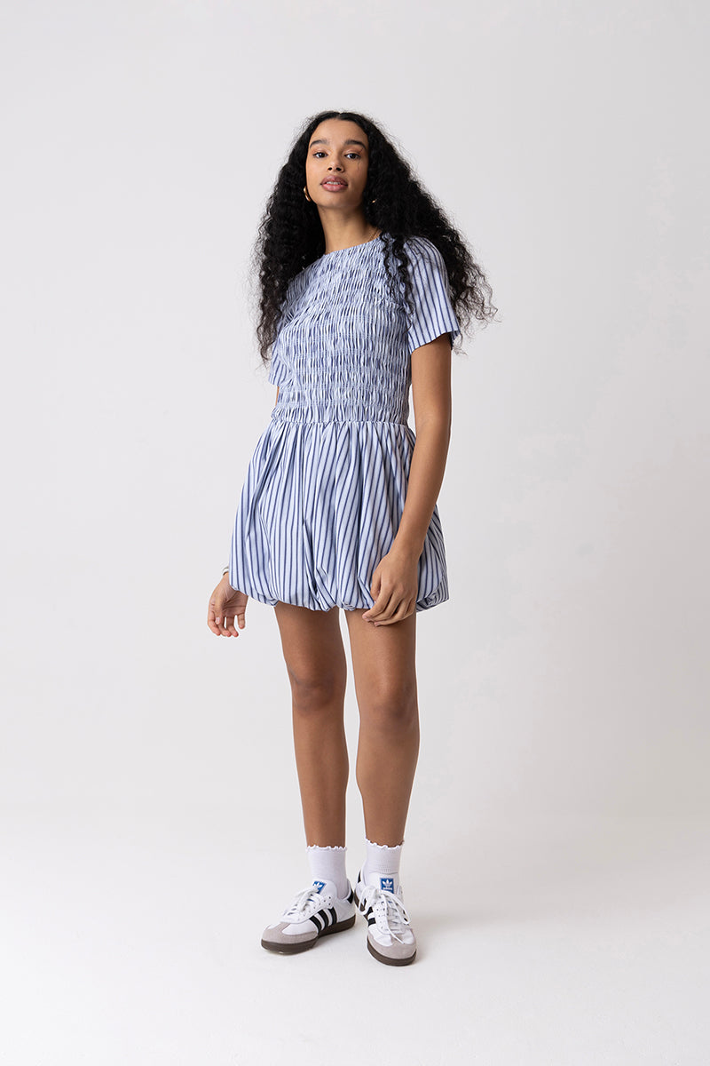 ELENOR STRIPED BLUE MINI DRESS