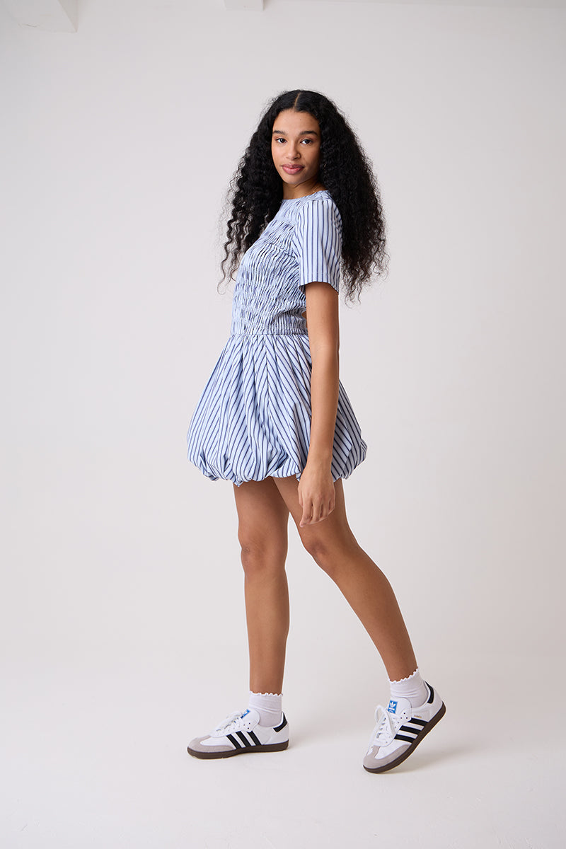 ELENOR STRIPED BLUE MINI DRESS