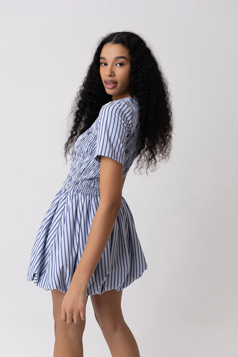 ELENOR STRIPED BLUE MINI DRESS