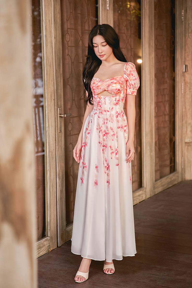 FLORAL MIRAGE MIDI DRESS