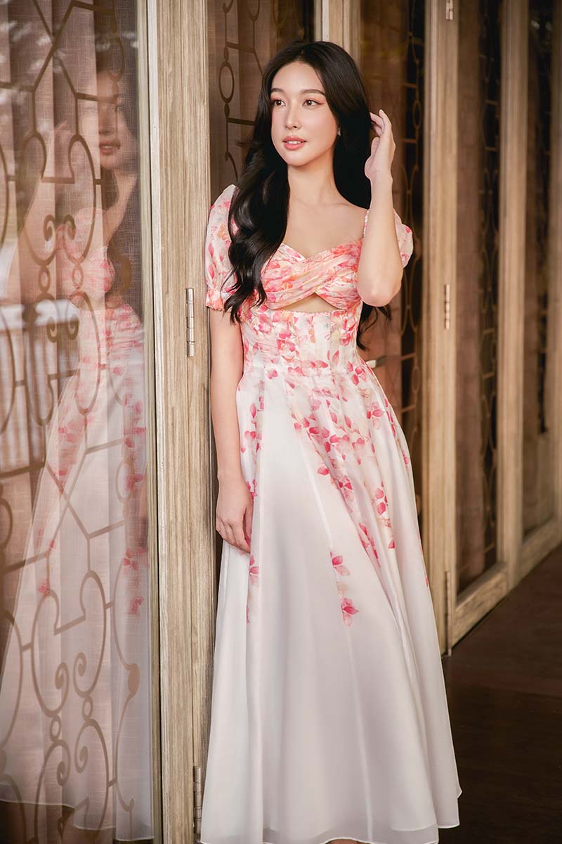 FLORAL MIRAGE MIDI DRESS