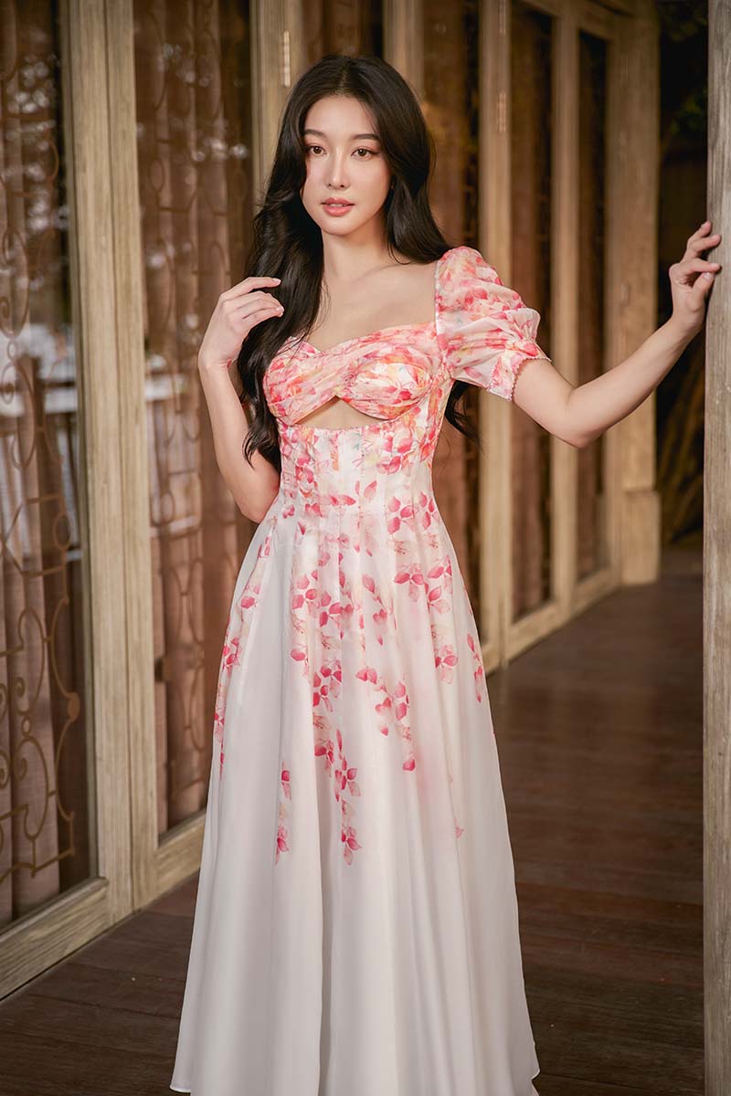 FLORAL MIRAGE MIDI DRESS